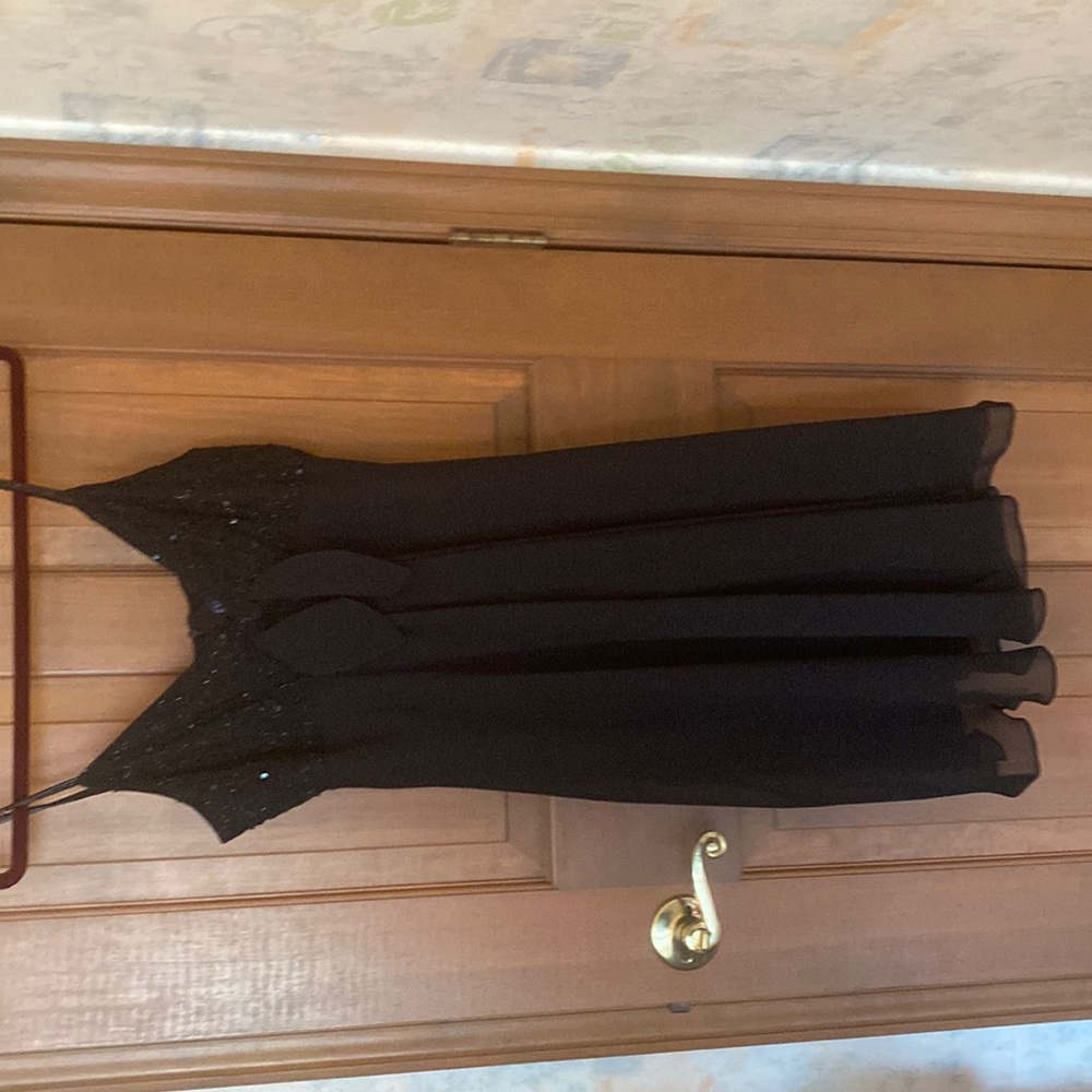 Eva Blue Black Sequins chiffon Dress